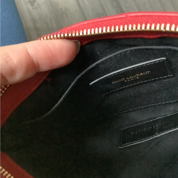 Yves Saint Laurent Red Clutch with Gold Logo - Picture 7 of 10